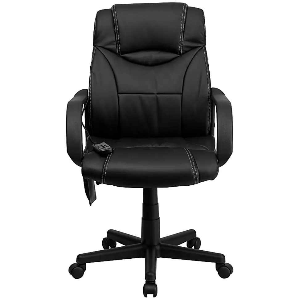 Flash Furniture Ergonomic LeatherSoft™ Faux Leather High-Back Massaging Chair, Black