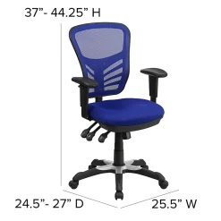 Flash Furniture Ergonomic Mesh Mid-Back Swivel Task Chair, Blue/Black
