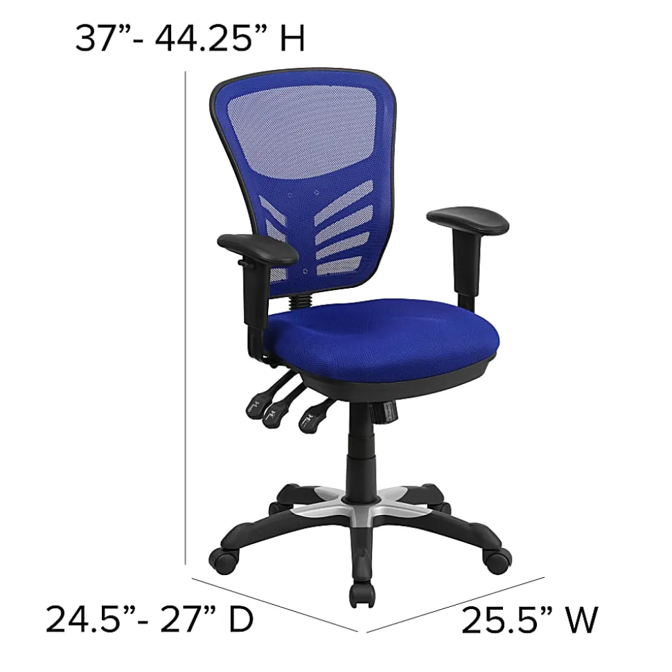 Flash Furniture Ergonomic Mesh Mid-Back Swivel Task Chair, Blue/Black