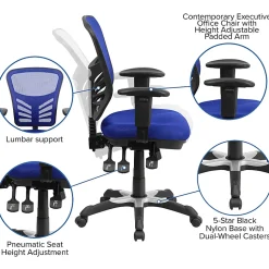 Flash Furniture Ergonomic Mesh Mid-Back Swivel Task Chair, Blue/Black