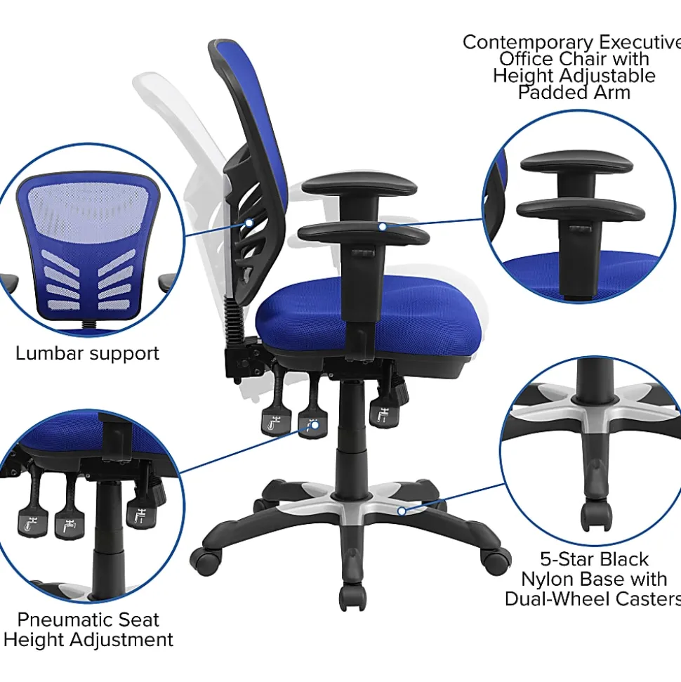 Flash Furniture Ergonomic Mesh Mid-Back Swivel Task Chair, Blue/Black