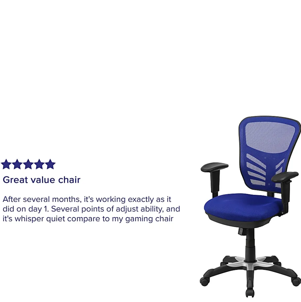 Flash Furniture Ergonomic Mesh Mid-Back Swivel Task Chair, Blue/Black