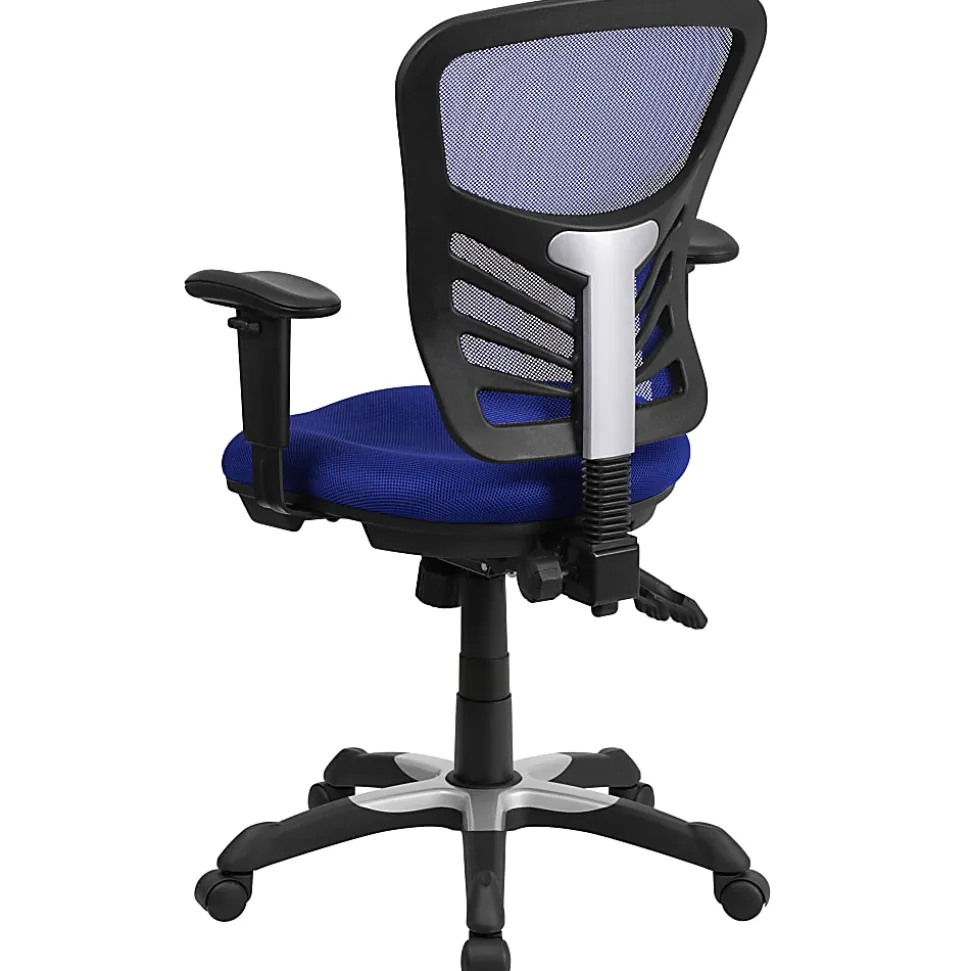 Flash Furniture Ergonomic Mesh Mid-Back Swivel Task Chair, Blue/Black