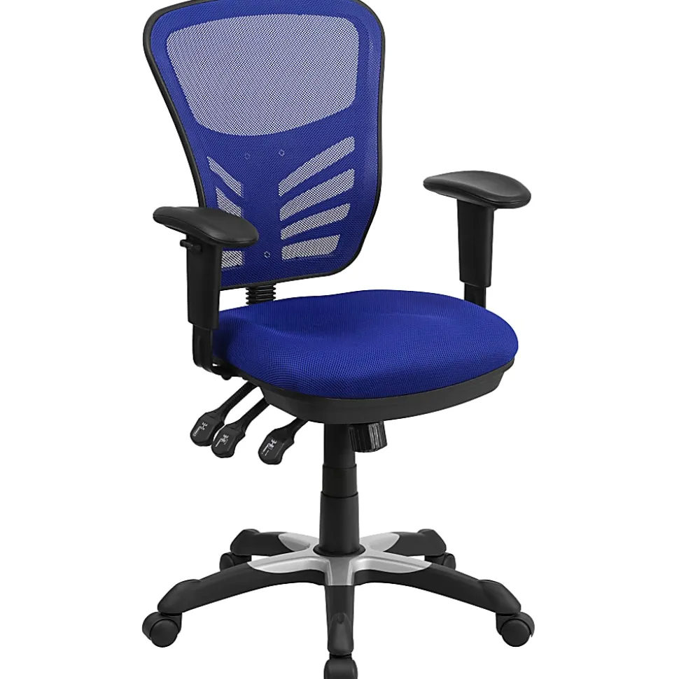 Flash Furniture Ergonomic Mesh Mid-Back Swivel Task Chair, Blue/Black