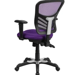 Flash Furniture Ergonomic Mesh Mid-Back Swivel Task Chair, Purple/Black