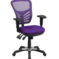 Flash Furniture Ergonomic Mesh Mid-Back Swivel Task Chair, Purple/Black