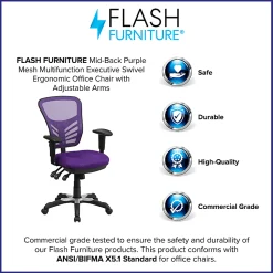 Flash Furniture Ergonomic Mesh Mid-Back Swivel Task Chair, Purple/Black