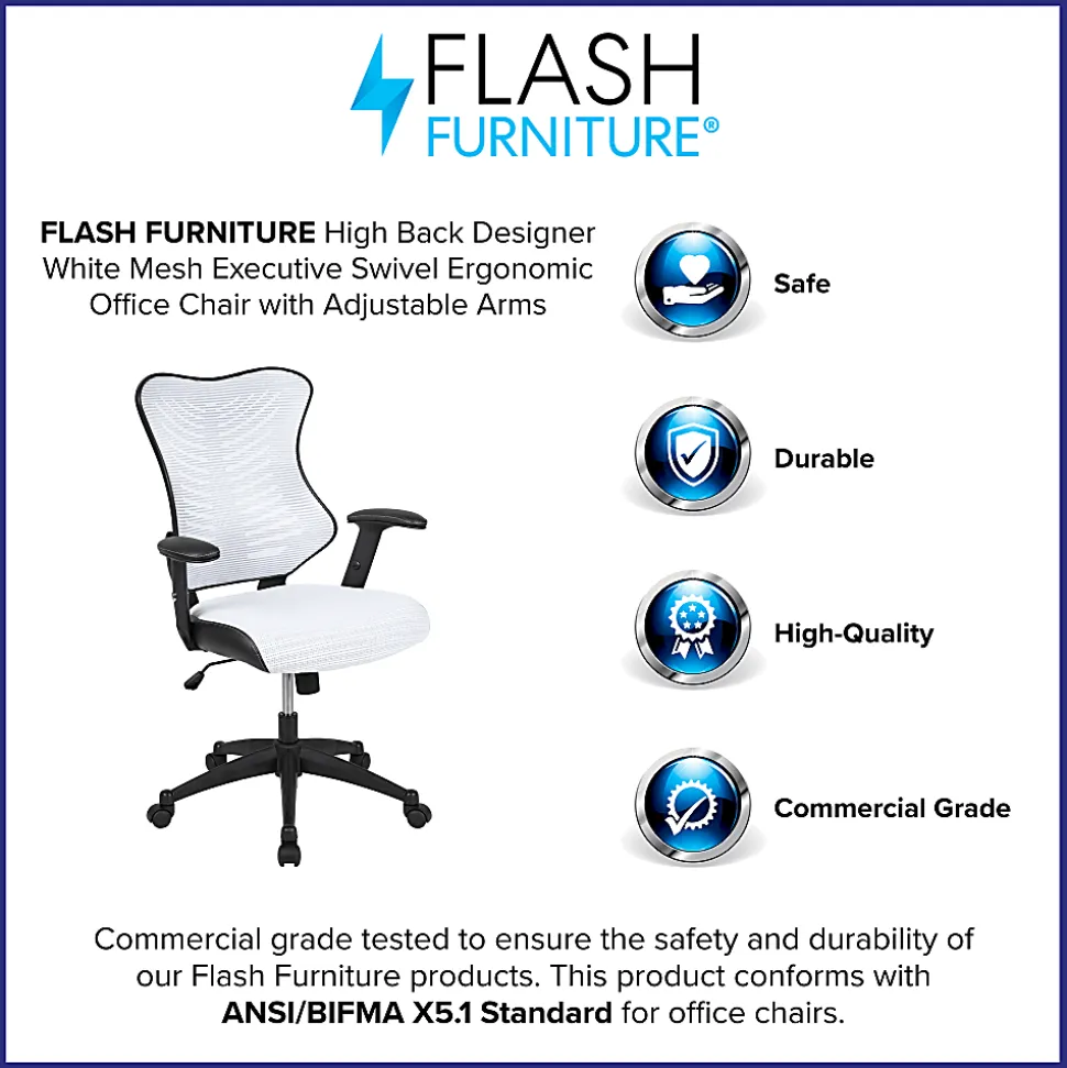 Flash Furniture Ergonomic Mesh High-Back Executive Office Chair, White