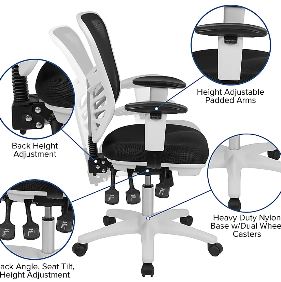 Flash Furniture Ergonomic Mesh Mid-Back Executive Office Chair, Black/White