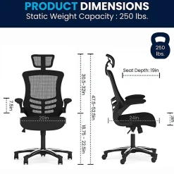 Flash Furniture Ergonomic Mesh High-Back Executive Office Chair, Black, BLX5H