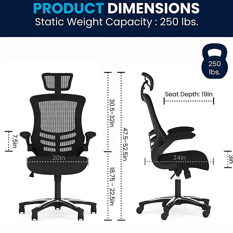 Flash Furniture Ergonomic Mesh High-Back Executive Office Chair, Black, BLX5H