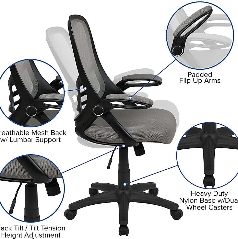 Flash Furniture Ergonomic Mesh High-Back Office Chair, Light Gray