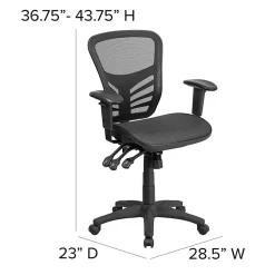 Flash Furniture Ergonomic Mesh Mid-Back Multi-Function Office Chair, Black