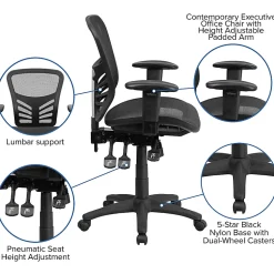 Flash Furniture Ergonomic Mesh Mid-Back Multi-Function Office Chair, Black