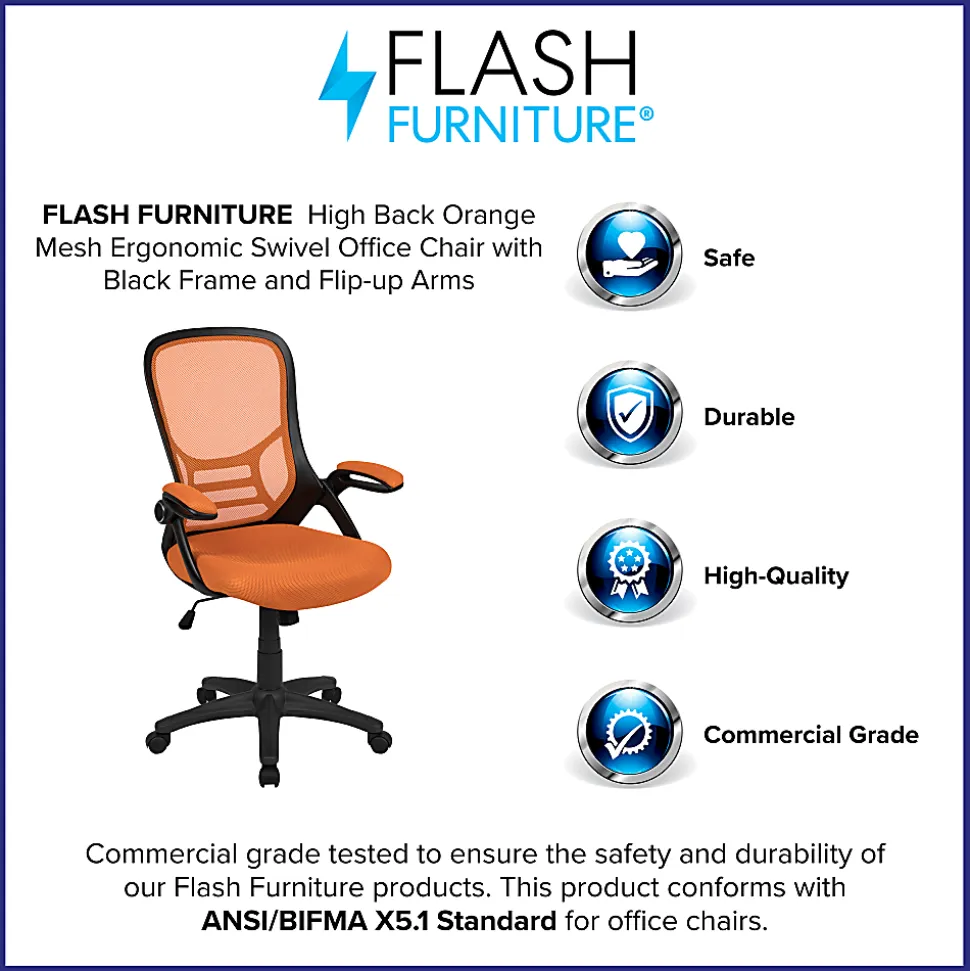 Flash Furniture Ergonomic Mesh High-Back Office Chair, Orange