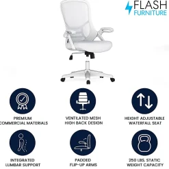 Flash Furniture Ergonomic Mesh High-Back Office Chair, White