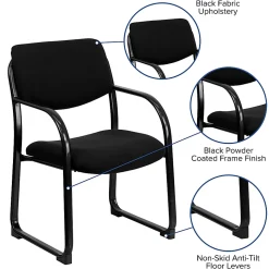 Flash Furniture Fabric Executive Side Reception Chair with Sled Base, Black