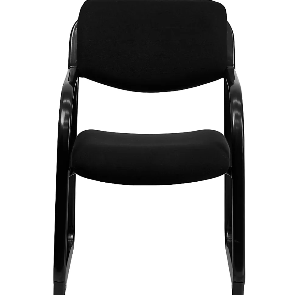 Flash Furniture Fabric Executive Side Reception Chair with Sled Base, Black