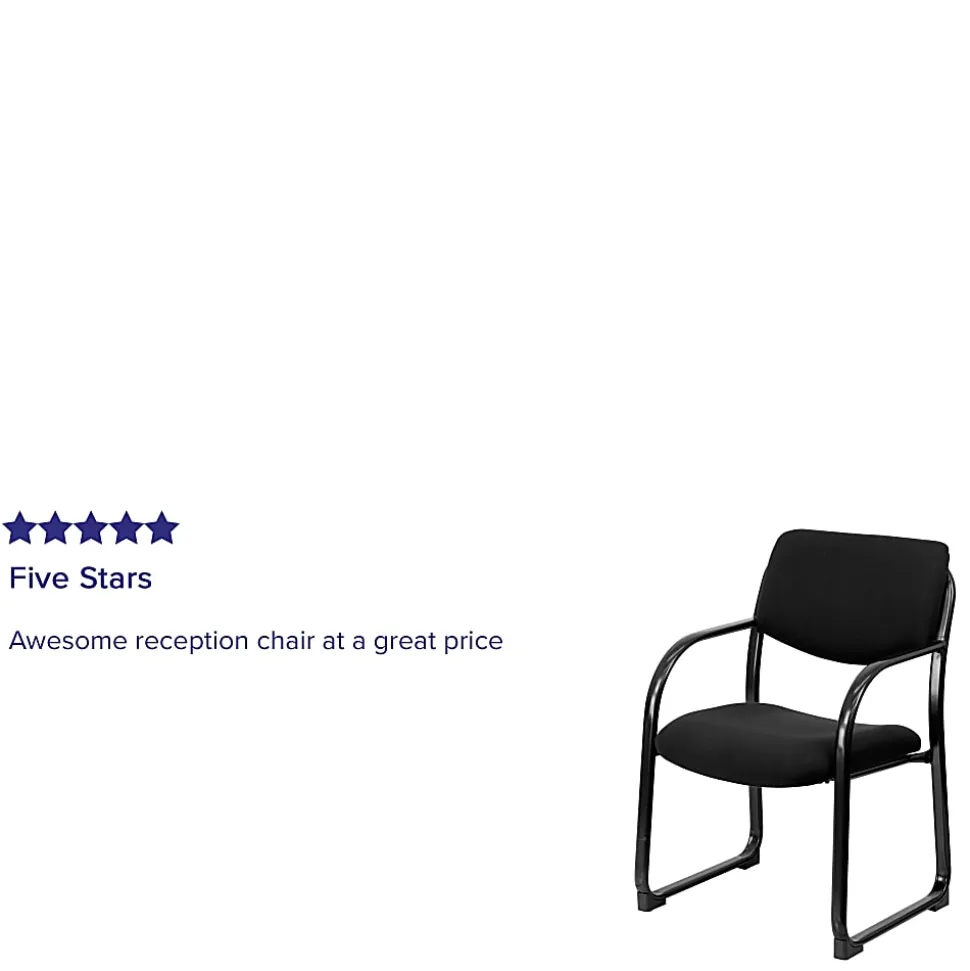 Flash Furniture Fabric Executive Side Reception Chair with Sled Base, Black