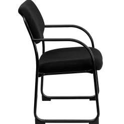 Flash Furniture Fabric Executive Side Reception Chair with Sled Base, Black