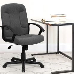 Flash Furniture Fabric Mid-Back Swivel Chair, Gray/Black