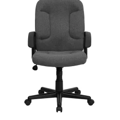 Flash Furniture Fabric Mid-Back Swivel Chair, Gray/Black