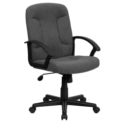 Flash Furniture Fabric Mid-Back Swivel Chair, Gray/Black