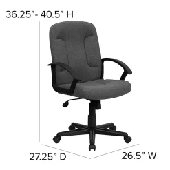 Flash Furniture Fabric Mid-Back Swivel Chair, Gray/Black