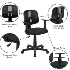 Flash Furniture Flash Fundamentals Mesh Low/Mid-Back Task Chair, Black