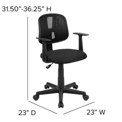 Flash Furniture Flash Fundamentals Mesh Low/Mid-Back Task Chair, Black