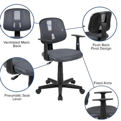 Flash Furniture Flash Fundamentals Mesh Low/Mid-Back Task Chair, Gray