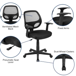 Flash Furniture Flash Fundamentals Mesh Mid-Back Task Chair, Black