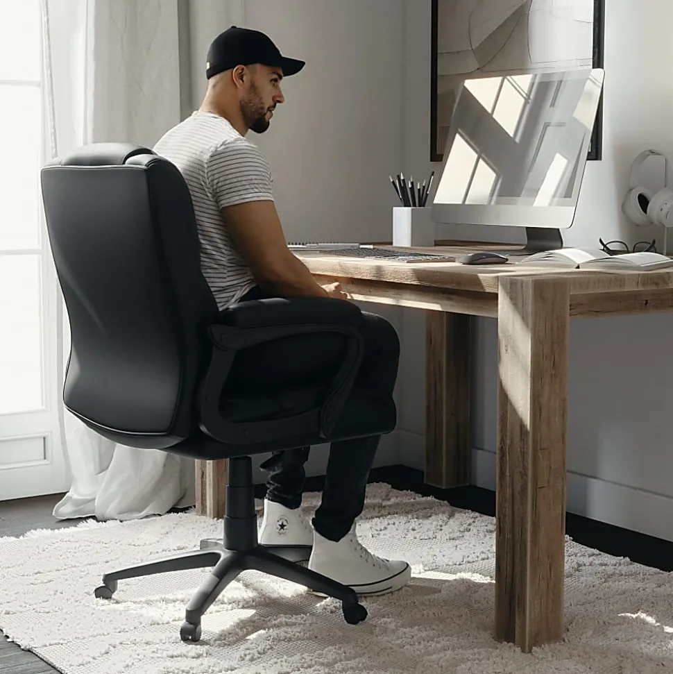 Flash Furniture Flash Fundamentals Big & Tall LeatherSoft™ Faux Leather Office Chair, Black