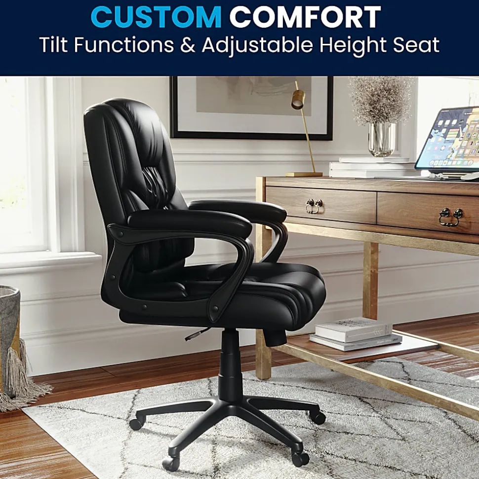 Flash Furniture Flash Fundamentals Big & Tall LeatherSoft™ Faux Leather Office Chair, Black