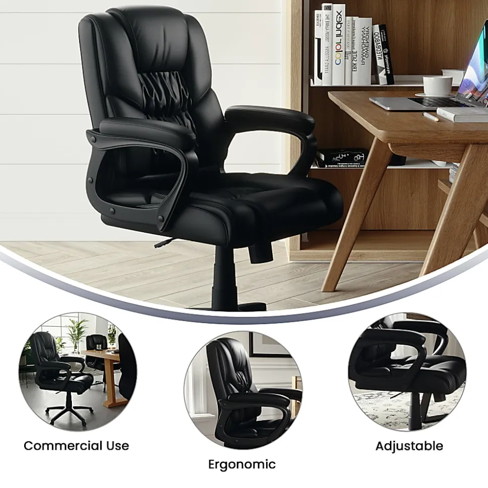 Flash Furniture Flash Fundamentals Big & Tall LeatherSoft™ Faux Leather Office Chair, Black