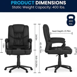 Flash Furniture Flash Fundamentals Big & Tall LeatherSoft™ Faux Leather Office Chair, Black
