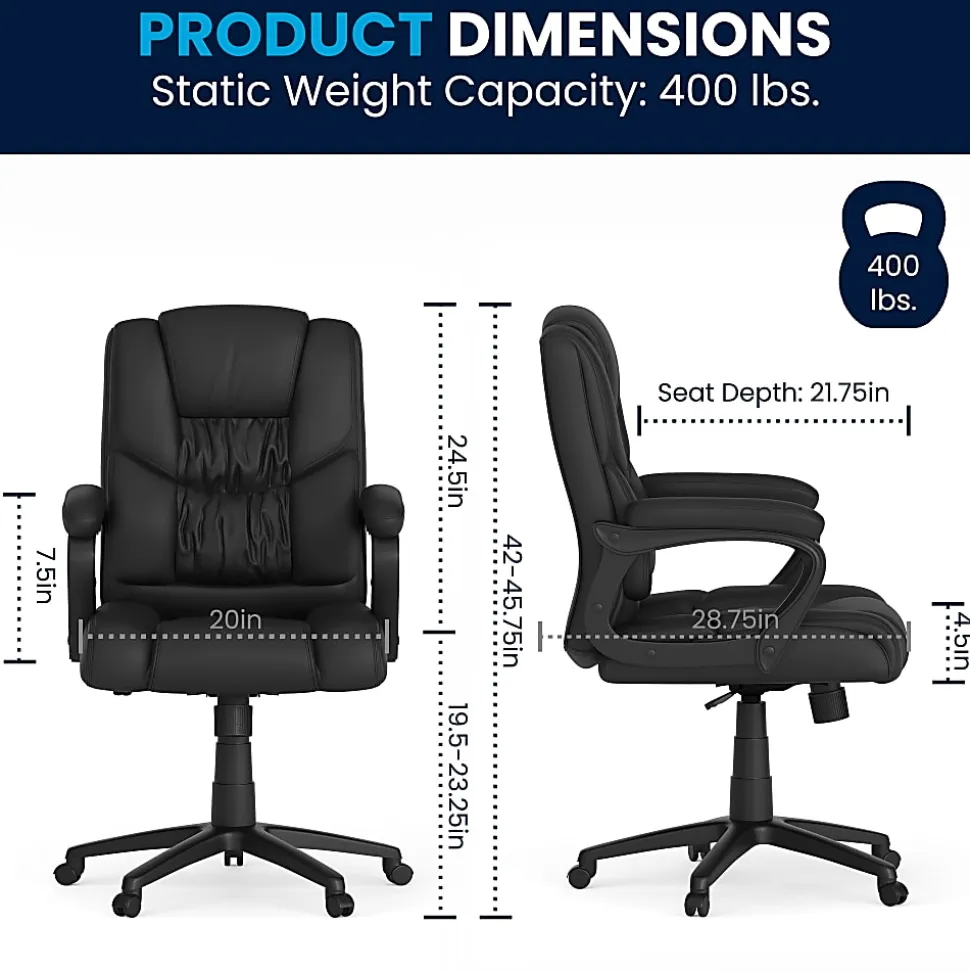 Flash Furniture Flash Fundamentals Big & Tall LeatherSoft™ Faux Leather Office Chair, Black
