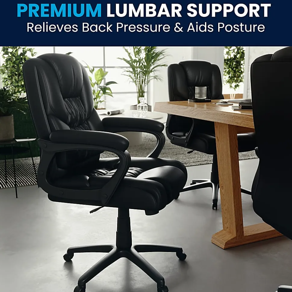 Flash Furniture Flash Fundamentals Big & Tall LeatherSoft™ Faux Leather Office Chair, Black