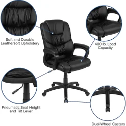 Flash Furniture Flash Fundamentals Big & Tall LeatherSoft™ Faux Leather Office Chair, Black