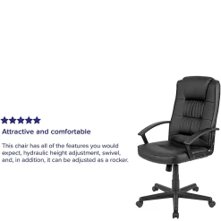 Flash Furniture Flash Fundamentals LeatherSoft™ Faux Leather High-Back Task Chair, Black