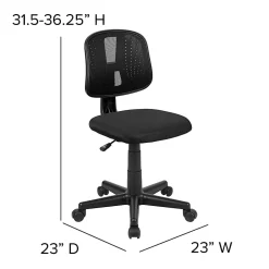 Flash Furniture Flash Fundamentals Mesh Mid-Back Swivel Task Office Chair With Pivot Back, Black