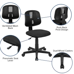 Flash Furniture Flash Fundamentals Mesh Mid-Back Swivel Task Office Chair With Pivot Back, Black