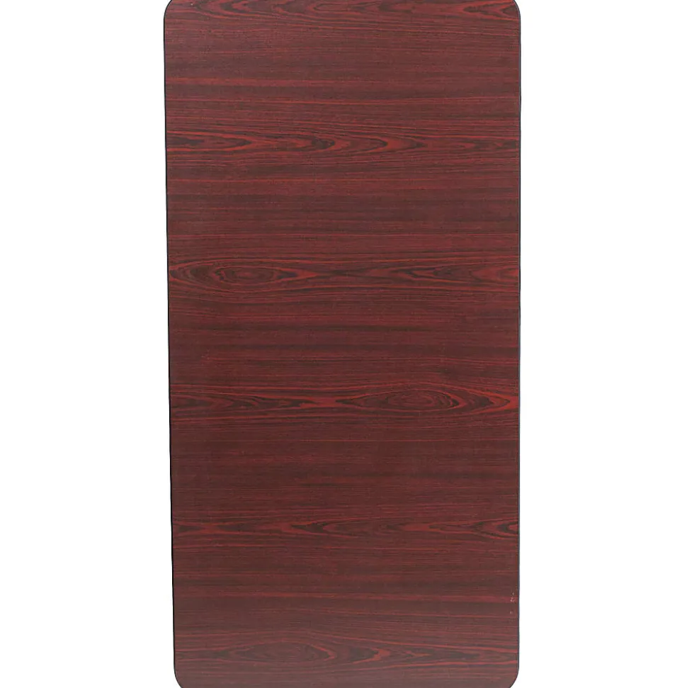 Flash Furniture Folding Banquet Table, 30"H x 24"W x 48"D, Mahogany/Brown