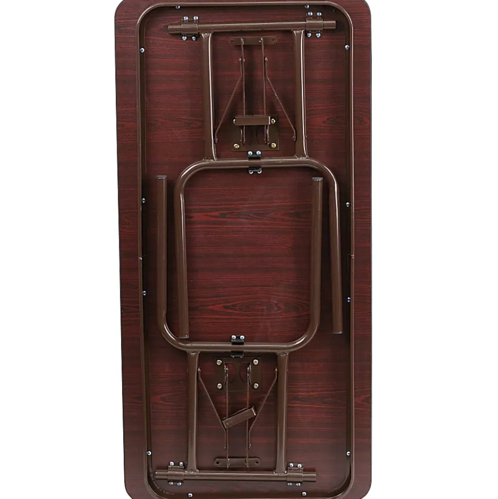Flash Furniture Folding Banquet Table, 30"H x 24"W x 48"D, Mahogany/Brown