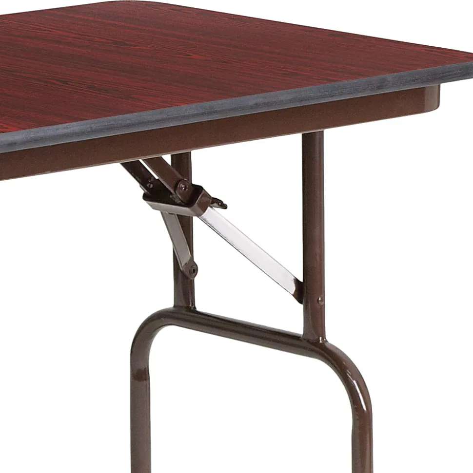 Flash Furniture Folding Banquet Table, 30"H x 24"W x 48"D, Mahogany/Brown