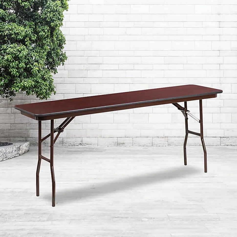 Flash Furniture Folding Training Table, 30"H x 18"W x 72"D, Mahogany, YT1872MELWAL