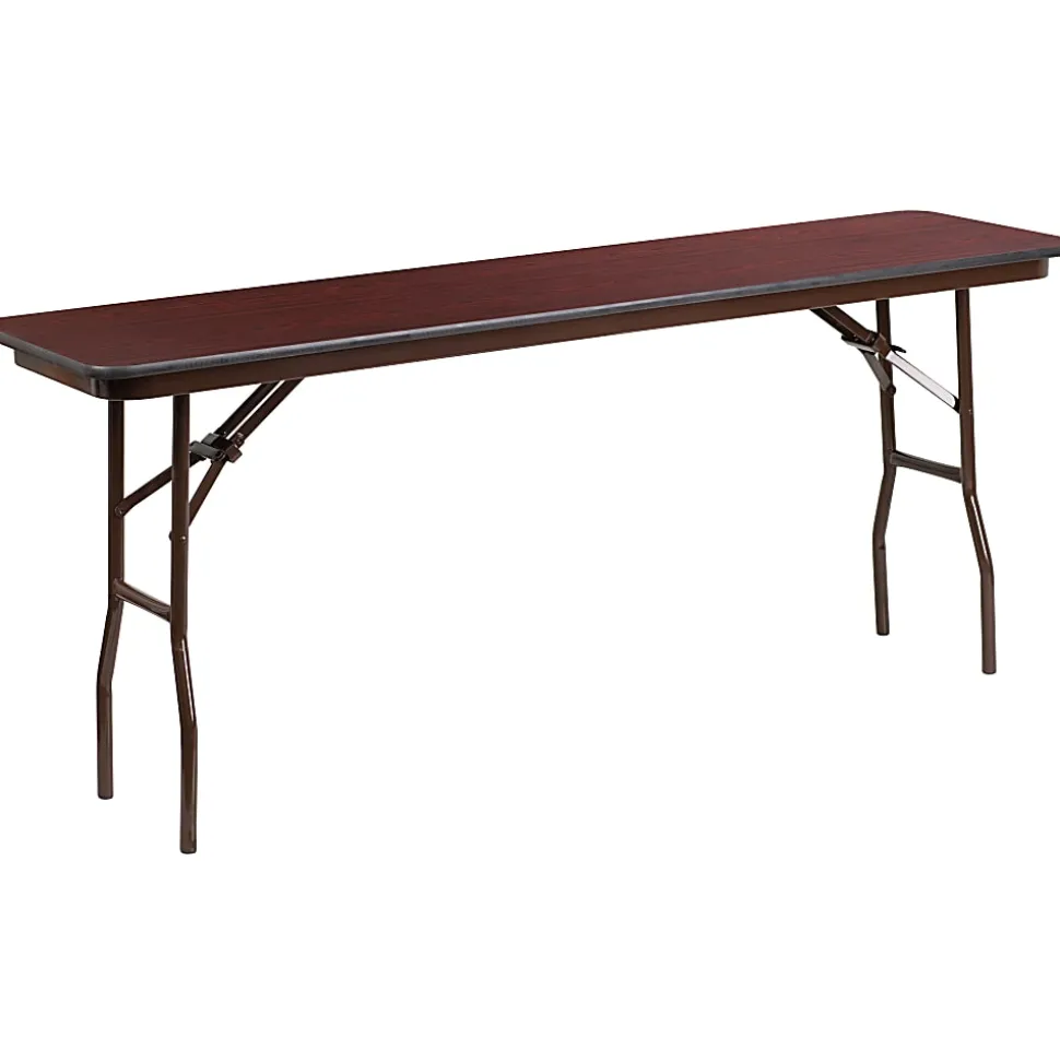 Flash Furniture Folding Training Table, 30"H x 18"W x 72"D, Mahogany, YT1872MELWAL