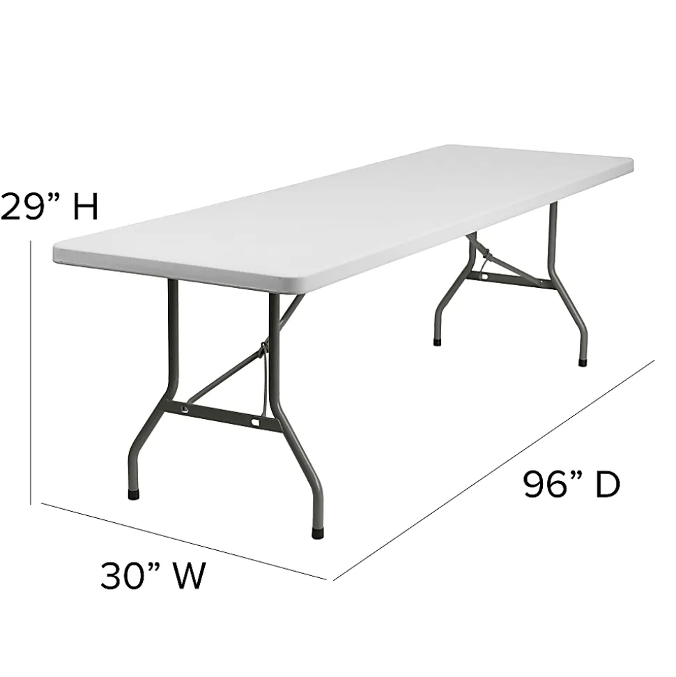 Flash Furniture 8-Foot Granite White Plastic Folding Table, Granite White