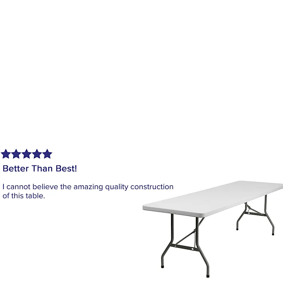 Flash Furniture 8-Foot Granite White Plastic Folding Table, Granite White