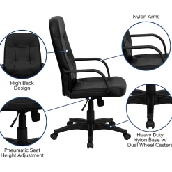 Flash Furniture Glove Vinyl High-Back Swivel Chair, Black